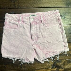 Wrangler Pink Jean Shorts Distressed Hem